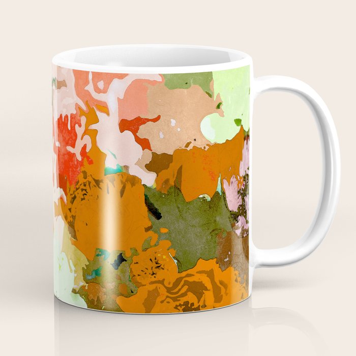 Velvet Floral, Summer Eclectic Botanical Blossom Blush Painting, Nature Colorful Garden Illustration Coffee Mug Gallery Image 1