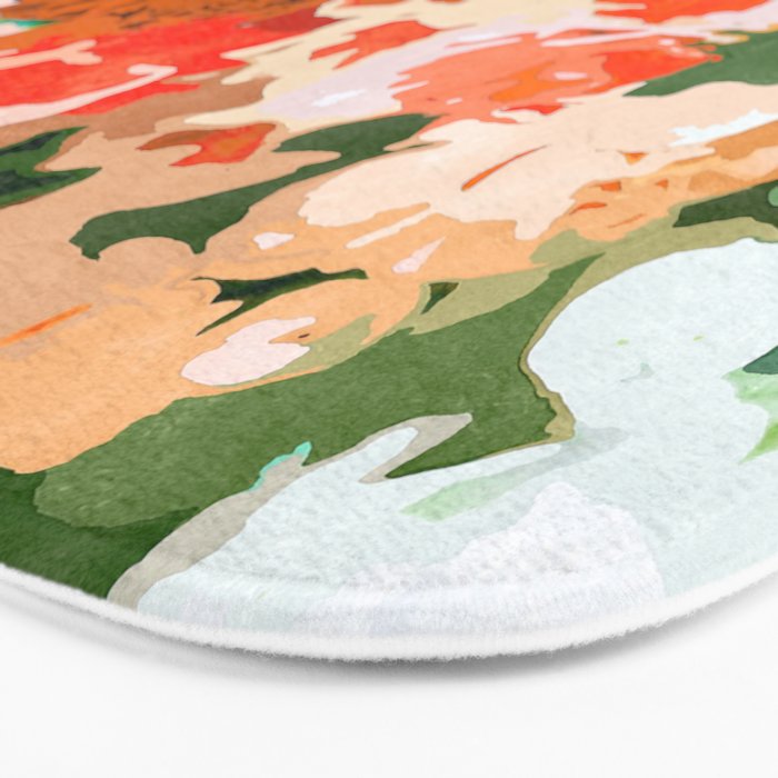 Velvet Floral, Summer Eclectic Botanical Blossom Blush Painting, Nature Colorful Garden Illustration Bath Mat Gallery Image 3