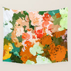 Velvet Floral, Summer Eclectic Botanical Blossom Blush Painting, Nature Colorful Garden Illustration Wall Tapestry Gallery Image 4