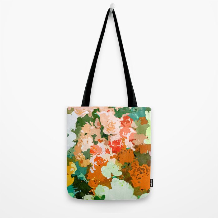 Velvet Floral, Summer Eclectic Botanical Blossom Blush Painting, Nature Colorful Garden Illustration Tote Bag Gallery Image 2