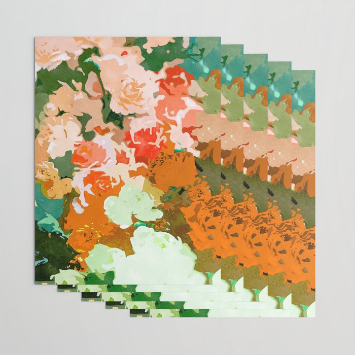 Velvet Floral, Summer Eclectic Botanical Blossom Blush Painting, Nature Colorful Garden Illustration Wrapping Paper Gallery Image 3