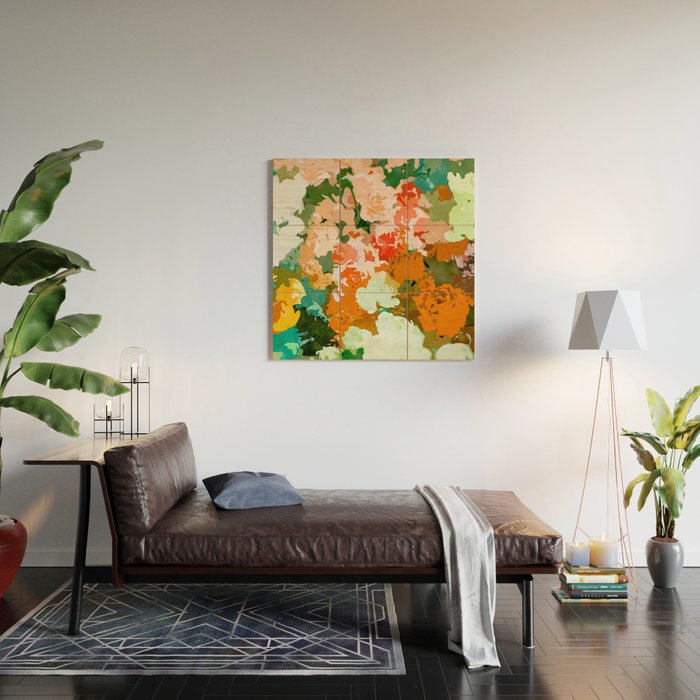 Velvet Floral, Summer Eclectic Botanical Blossom Blush Painting, Nature Colorful Garden Illustration Wood Wall Art Gallery Image 2