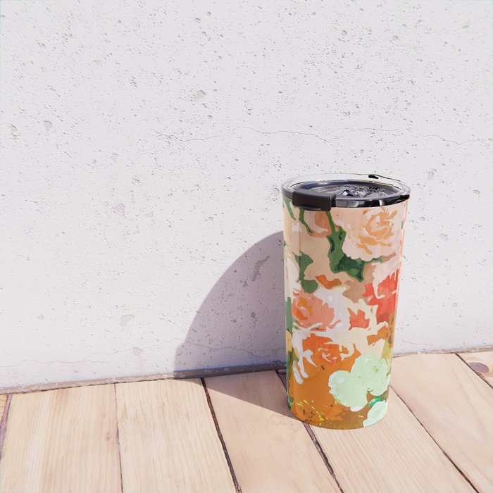 Velvet Floral, Summer Eclectic Botanical Blossom Blush Painting, Nature Colorful Garden Illustration Travel Mug Gallery Image 4