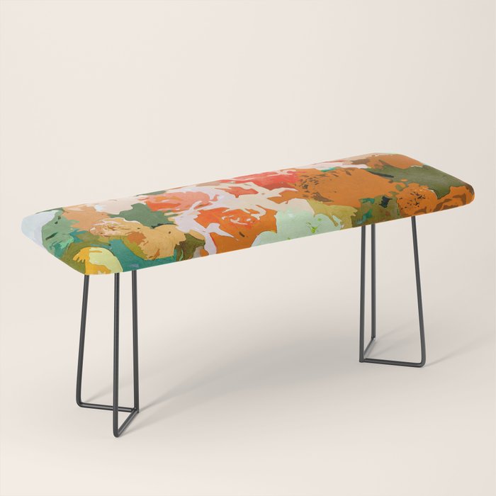 Velvet Floral, Summer Eclectic Botanical Blossom Blush Painting, Nature Colorful Garden Illustration Bench Gallery Image 1