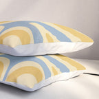 Modern Retro Liquid Swirl Abstract Pattern in Light Blue and Mustard Yellow Pillow Sham Gallery Image 3
