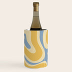 Modern Retro Liquid Swirl Abstract Pattern in Light Blue and Mustard Yellow Wine Chiller Gallery Image 1