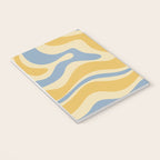 Modern Retro Liquid Swirl Abstract Pattern in Light Blue and Mustard Yellow Notebook Gallery Image 3