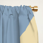 Modern Retro Liquid Swirl Abstract Pattern in Light Blue and Mustard Yellow Window Curtain Gallery Image 2
