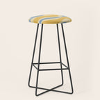 Modern Retro Liquid Swirl Abstract Pattern in Light Blue and Mustard Yellow Stool Gallery Image 1