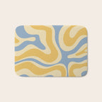 Modern Retro Liquid Swirl Abstract Pattern in Light Blue and Mustard Yellow Bath Mat Gallery Image 1