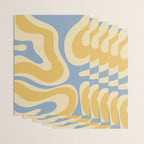 Modern Retro Liquid Swirl Abstract Pattern in Light Blue and Mustard Yellow Wrapping Paper Gallery Image 3