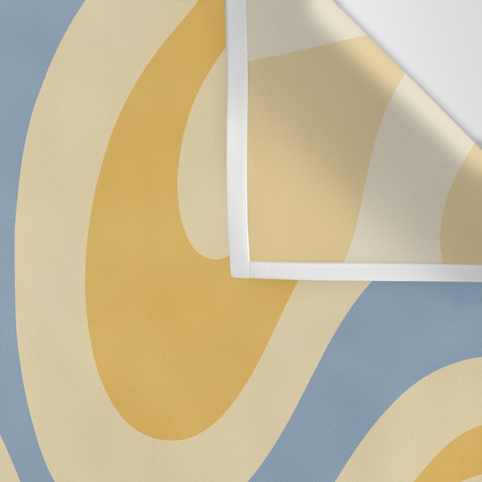 Modern Retro Liquid Swirl Abstract Pattern in Light Blue and Mustard Yellow Wall Tapestry Gallery Image 3
