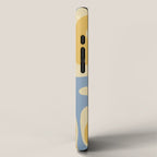 Modern Retro Liquid Swirl Abstract Pattern in Light Blue and Mustard Yellow iPhone Case Gallery Image 2
