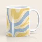 Modern Retro Liquid Swirl Abstract Pattern in Light Blue and Mustard Yellow Coffee Mug Gallery Image 1