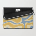Modern Retro Liquid Swirl Abstract Pattern in Light Blue and Mustard Yellow Laptop Sleeve Gallery Image 2