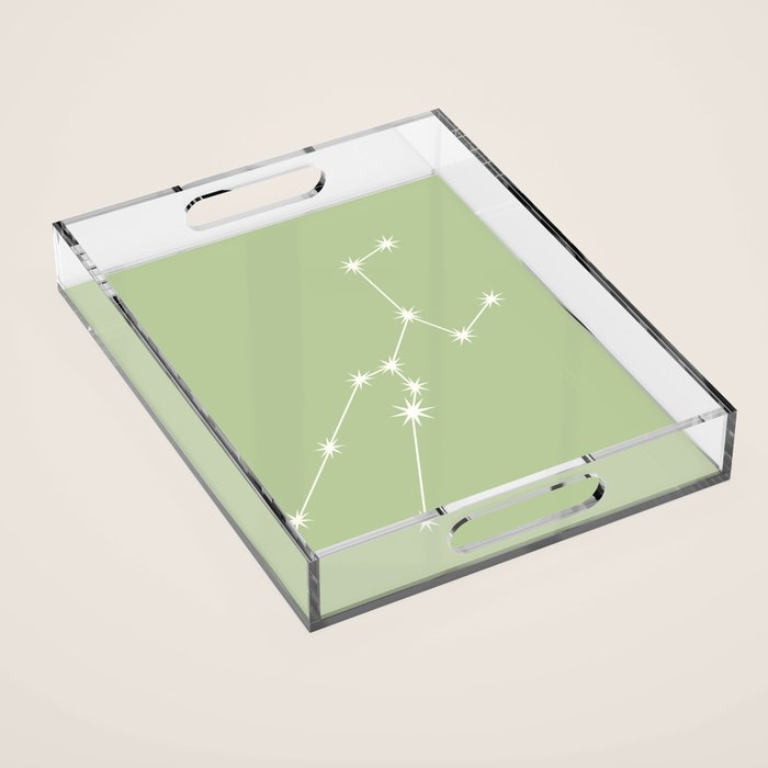 Taurus Zodiac Star Constellation Line Art Soft Green Acrylic Tray Gallery Image 1