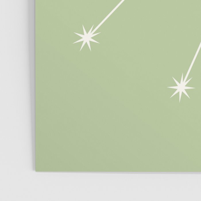 Taurus Zodiac Star Constellation Line Art Soft Green Poster Gallery Image 3