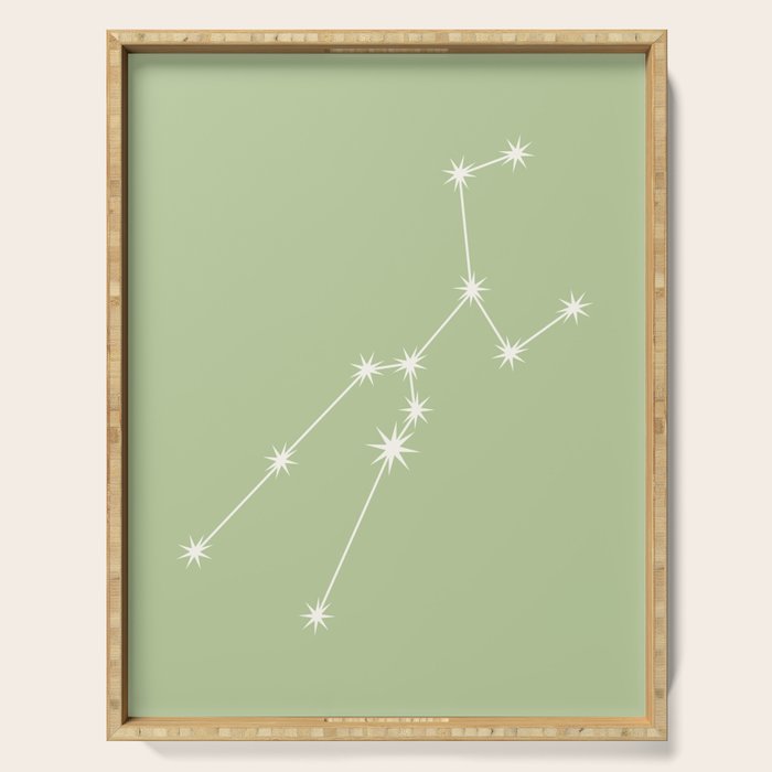 Taurus Zodiac Star Constellation Line Art Soft Green Serving Tray Gallery Image 1