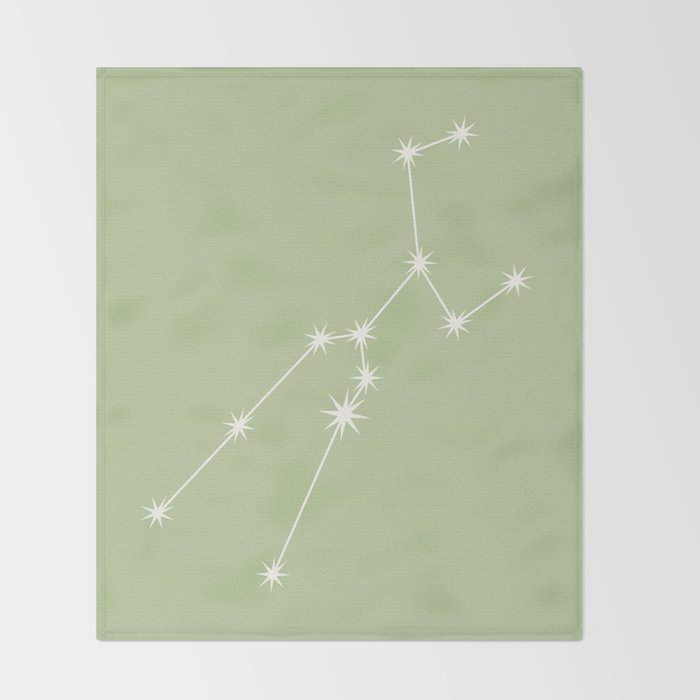 Taurus Zodiac Star Constellation Line Art Soft Green Throw Blanket Gallery Image 2