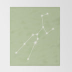 Taurus Zodiac Star Constellation Line Art Soft Green Throw Blanket Gallery Image 2