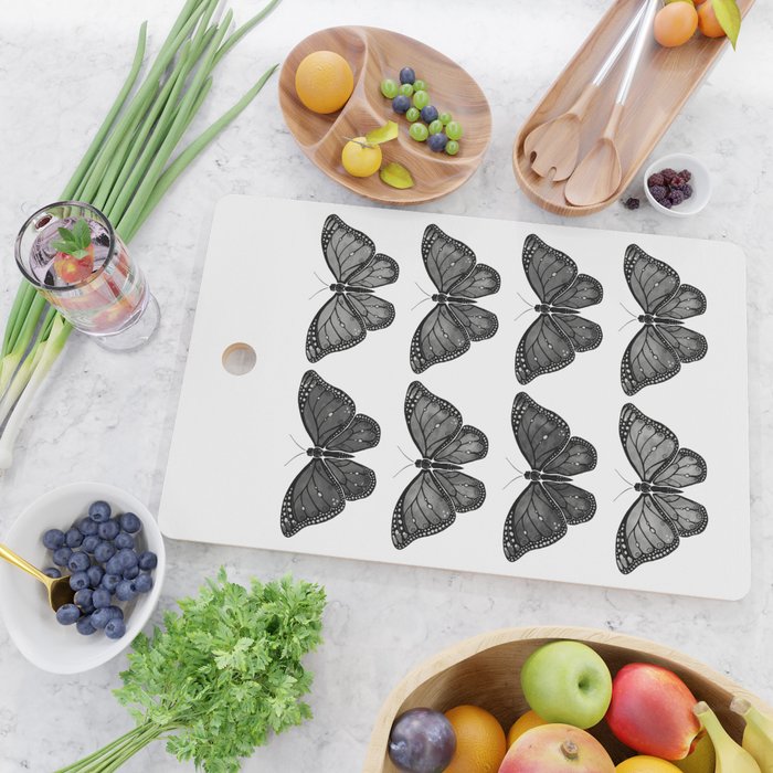 Monarch Butterfly - Black and White Cutting Board Gallery Image 2