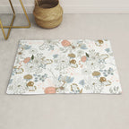 Elegant abstract coral pastel blue modern rustic floral Rug Gallery Image 1