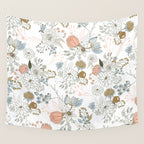 Elegant abstract coral pastel blue modern rustic floral Wall Tapestry Gallery Image 4