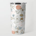 Elegant abstract coral pastel blue modern rustic floral Travel Mug Gallery Image 1