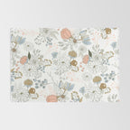 Elegant abstract coral pastel blue modern rustic floral Rug Gallery Image 2