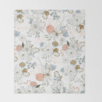Elegant abstract coral pastel blue modern rustic floral Throw Blanket Gallery Image 2