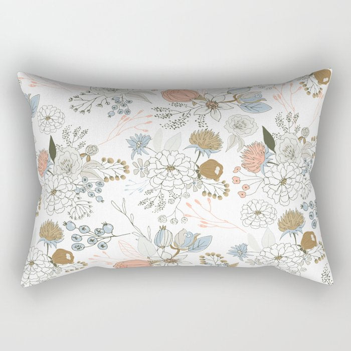 Elegant abstract coral pastel blue modern rustic floral Rectangular Pillow Gallery Image 2