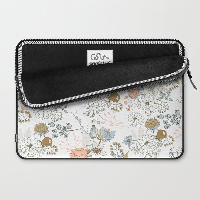 Elegant abstract coral pastel blue modern rustic floral Laptop Sleeve Gallery Image 2