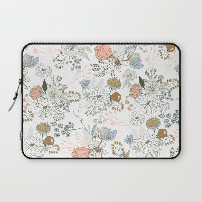Elegant abstract coral pastel blue modern rustic floral Laptop Sleeve Gallery Image 1