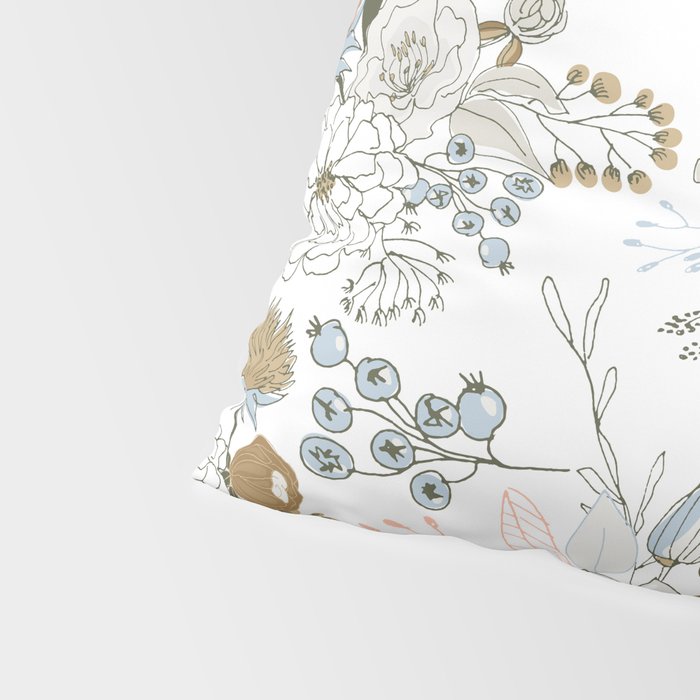 Elegant abstract coral pastel blue modern rustic floral Pillow Sham Gallery Image 4