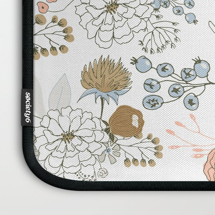 Elegant abstract coral pastel blue modern rustic floral Laptop Sleeve Gallery Image 3