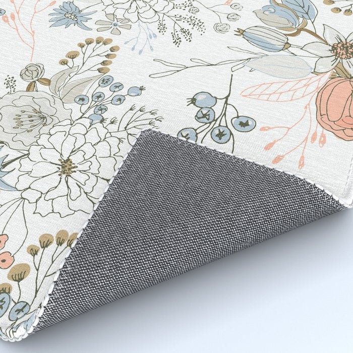 Elegant abstract coral pastel blue modern rustic floral Rug Gallery Image 4