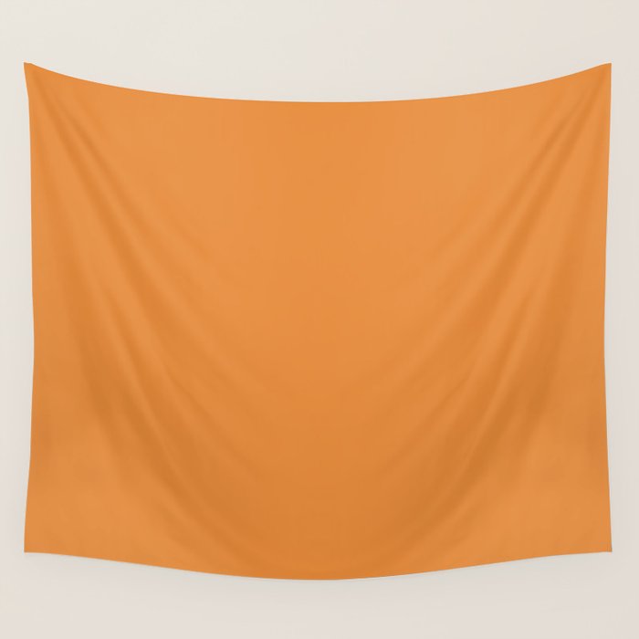 Muted Pumpkin Orange Solid Color Wall Tapestry Gallery Image 1