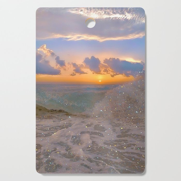 THE STORM | sea | ocean | waves | sky |  seascape | blue | summer | glitter | sparkle | nature Cutting Board Gallery Image 1