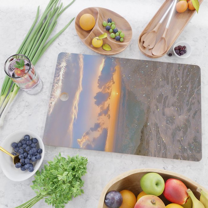 THE STORM | sea | ocean | waves | sky |  seascape | blue | summer | glitter | sparkle | nature Cutting Board Gallery Image 2