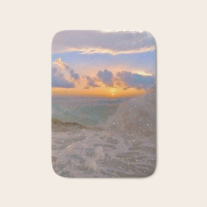 THE STORM | sea | ocean | waves | sky |  seascape | blue | summer | glitter | sparkle | nature Bath Mat Gallery Image 1
