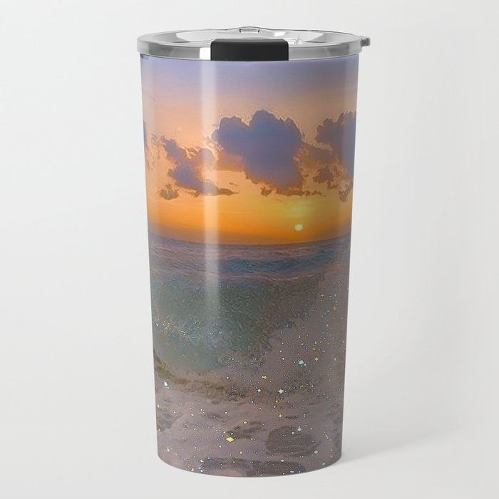 THE STORM | sea | ocean | waves | sky |  seascape | blue | summer | glitter | sparkle | nature Travel Mug Gallery Image 1