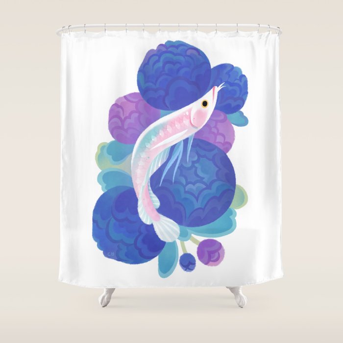Arowana and peony Shower Curtain Gallery Image 1