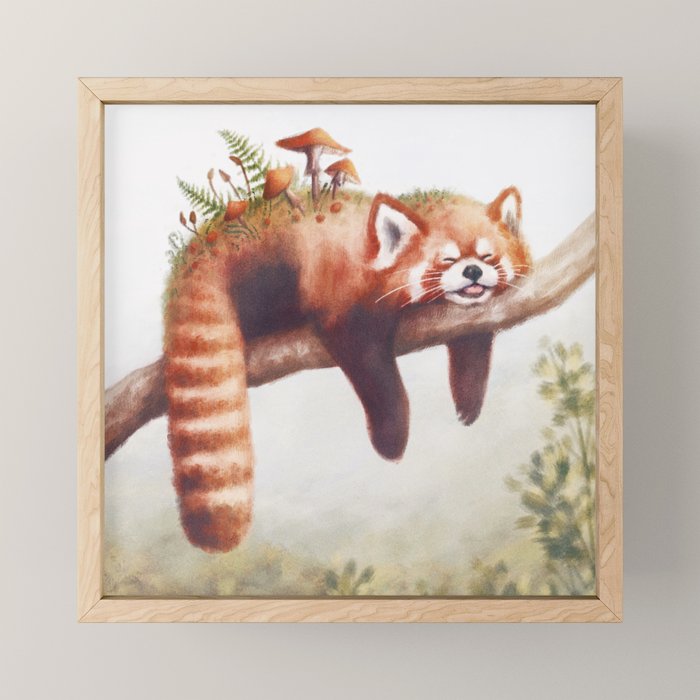 Sleepy Red Panda Mini Art Print Gallery Image 1