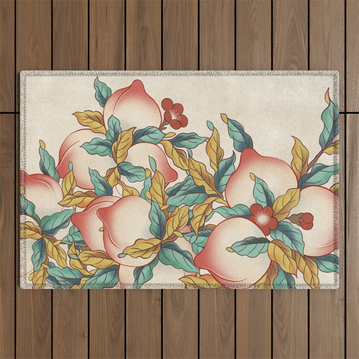 Peaches : Minhwa-Korean traditional/folk art Journal Outdoor Rug Gallery Image 1