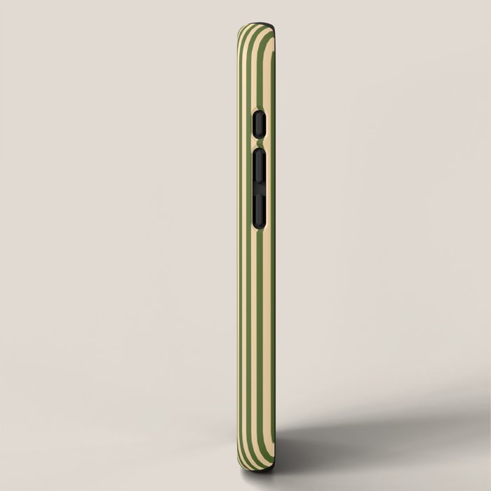 Tan & Dark Olive Green Colored Striped Pattern iPhone Case Gallery Image 2