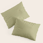 Tan & Dark Olive Green Colored Striped Pattern Pillow Sham Gallery Image 3
