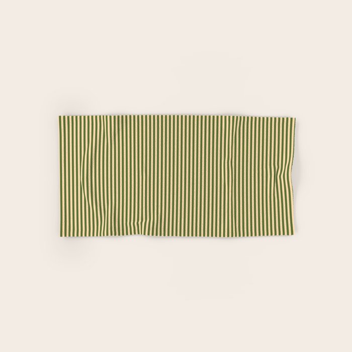 Tan & Dark Olive Green Colored Striped Pattern Bath Towel Gallery Image 1
