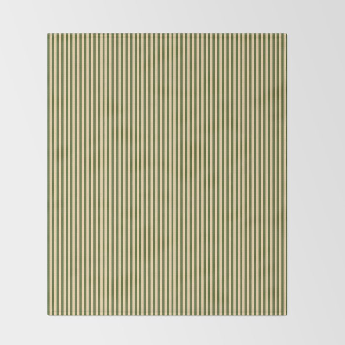 Tan & Dark Olive Green Colored Striped Pattern Throw Blanket Gallery Image 2