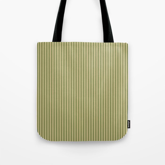 Tan & Dark Olive Green Colored Striped Pattern Tote Bag Gallery Image 1