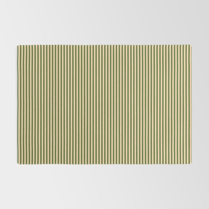 Tan & Dark Olive Green Colored Striped Pattern Rug Gallery Image 2